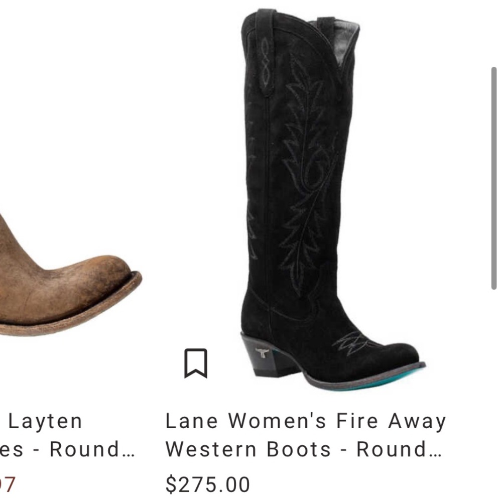 Lane Fire away western boots black suede